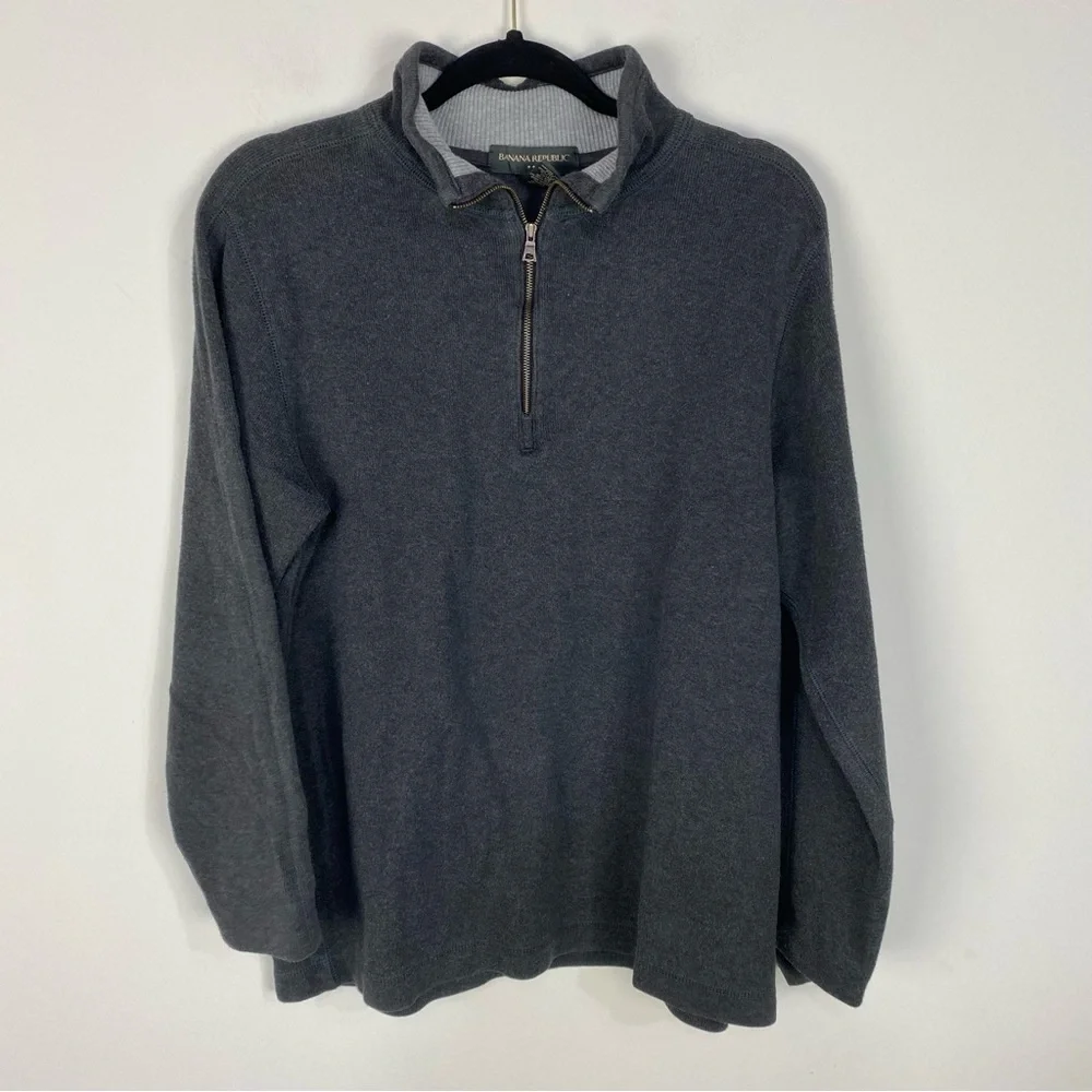 Banana Republic Grey Gray 100% Cotton quarter zip